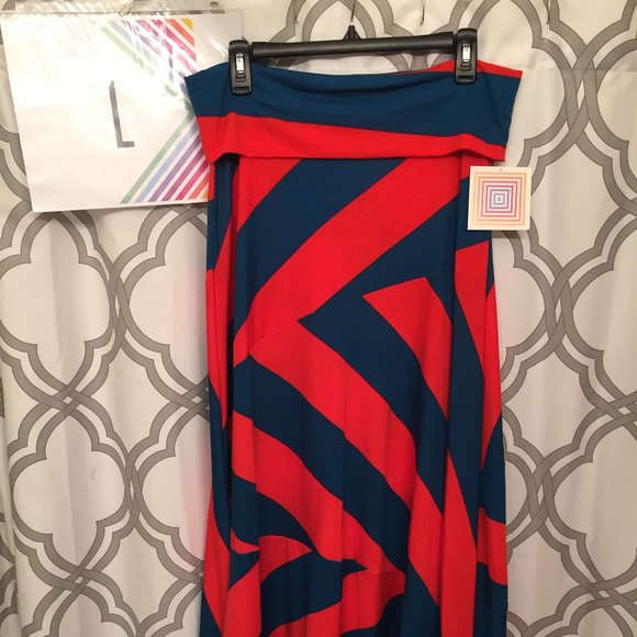 LuLaRoe Maxi Skirt in Red and Blue - Picture 1 of 2